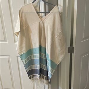 Tribe Alive Cream Textured Poncho